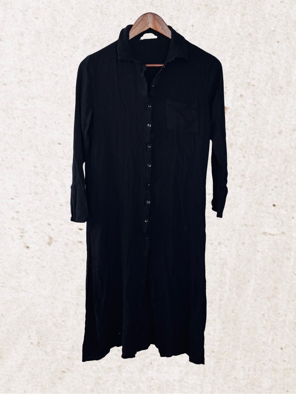 Sage The Label Black Button-Up Long Shirt Dress